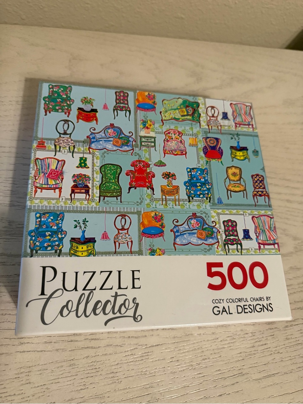 Puzzle Collector 500-Piece Jigsaw Puzzle - Cozy Colorful Chairs (Blue)
